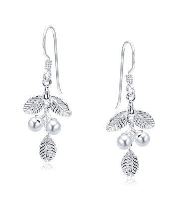 Leaf with Pearl Silver Earring STS-5950